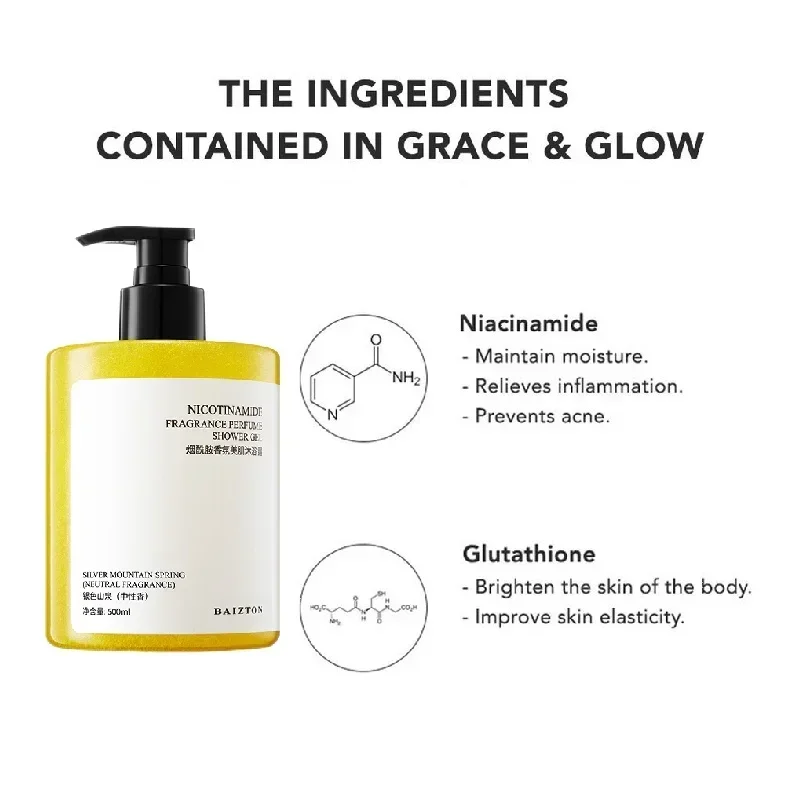 500ml Niacinamide Body Wash Bleach Skin  Whole Body Brightening Deep Cleansing Exfoliating Dark Skin