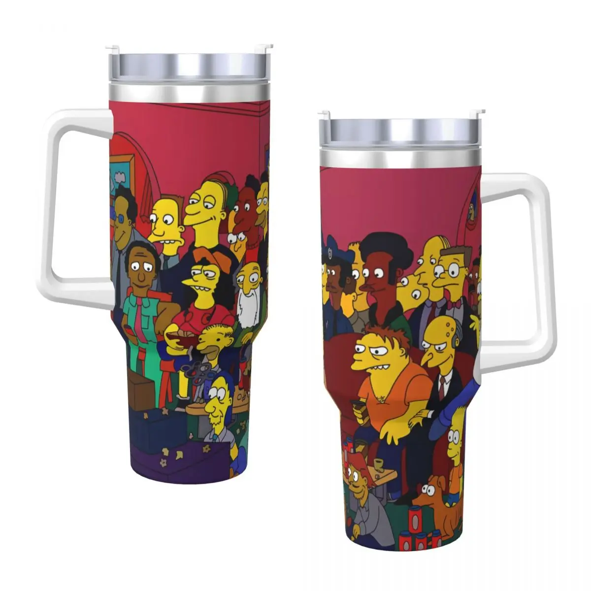 The Simpsons Characters In Cinema Stainless Steel Tumbler Travel Mugs Cup Large Mug Insulated Cold and Hot Milk Tea Water Bottle