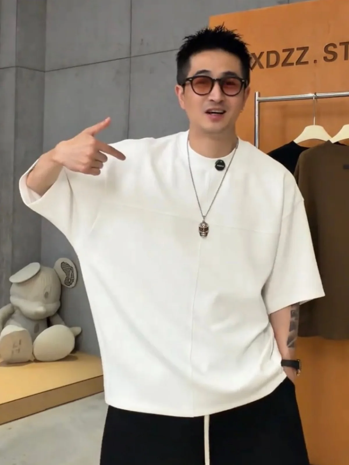 Summer Thin Modal Ice Feeling Batwing Sleeve round Neck T-Shirt Men's Simple Versatile Loose Breathable  Color Short Sleeve