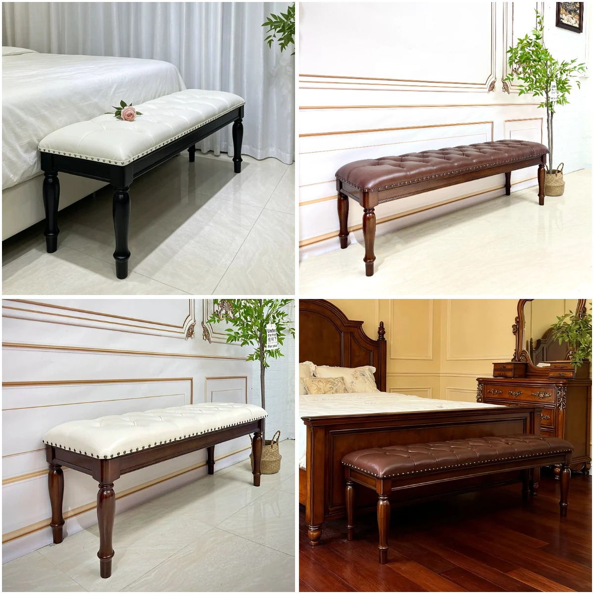 For Sail stool leather retro style bedroom furniture shoe changing stool bench 1.5 meters 1.8 meters