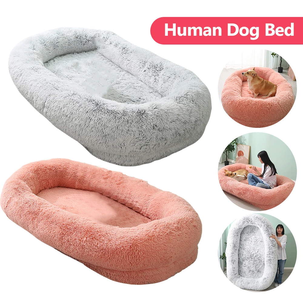 

Human Size Giant Dog Bed Super Soft Dog Bed Sofa Basket Long Plush Beds Large Pet Bed Fluffy Kennel Puppy Washable Pets Products