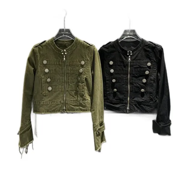 3d Single Top Regular Fit Streetwear with Long Sleeve Crew Neck Single Breasted No Hood Hand Finished Autumn Women Jacket