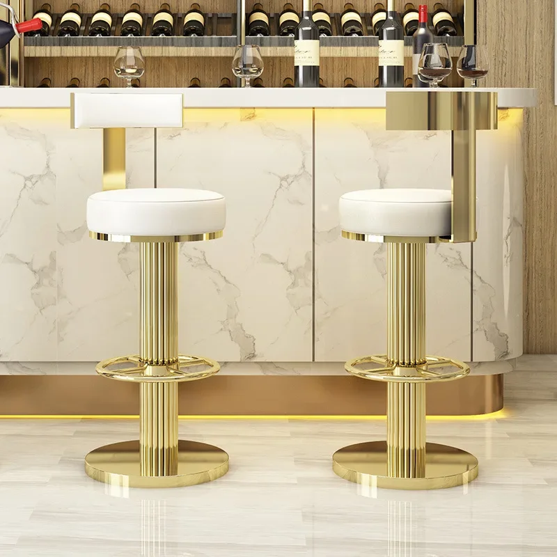 

Custom Kitchen Gold Chair Modern Bar Stool Chairs Luxury Stainless Steel Nordic Velvet Bar Chair