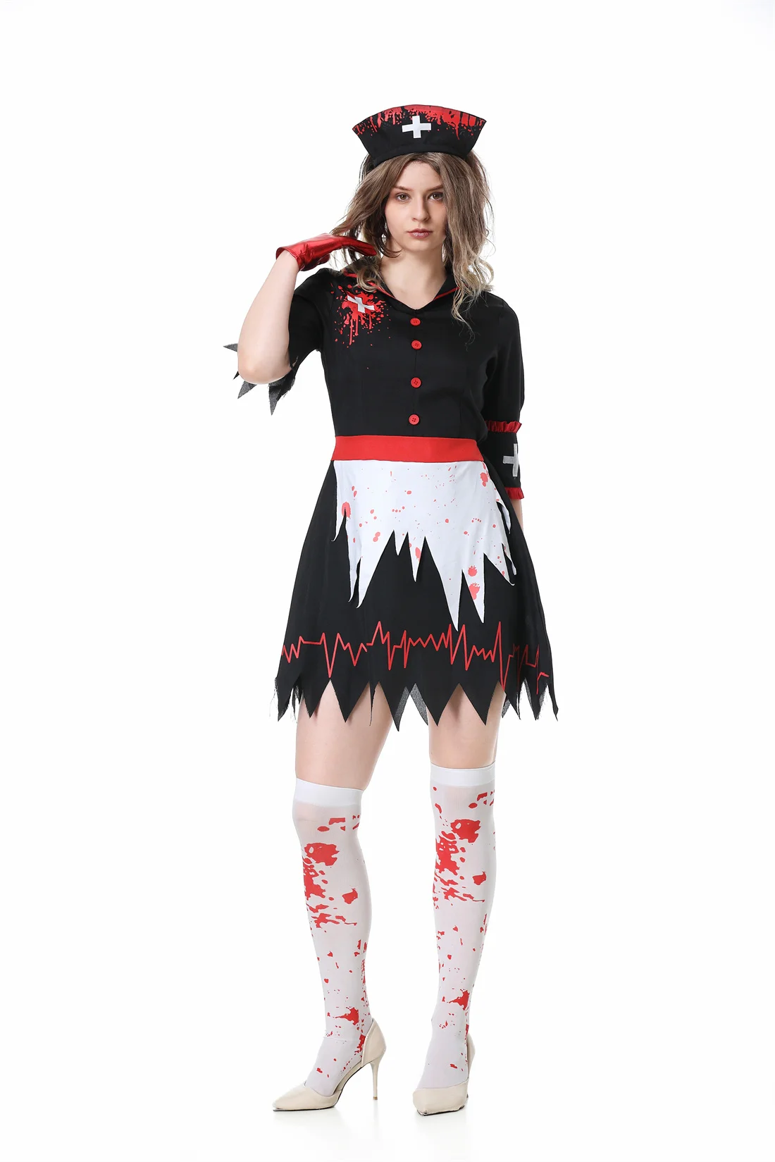 Déguisement d'Infirmière Zombie Sexy pour Femme, Déguisement de Barrage, Sang, Horrible, Cosplay, Halloween