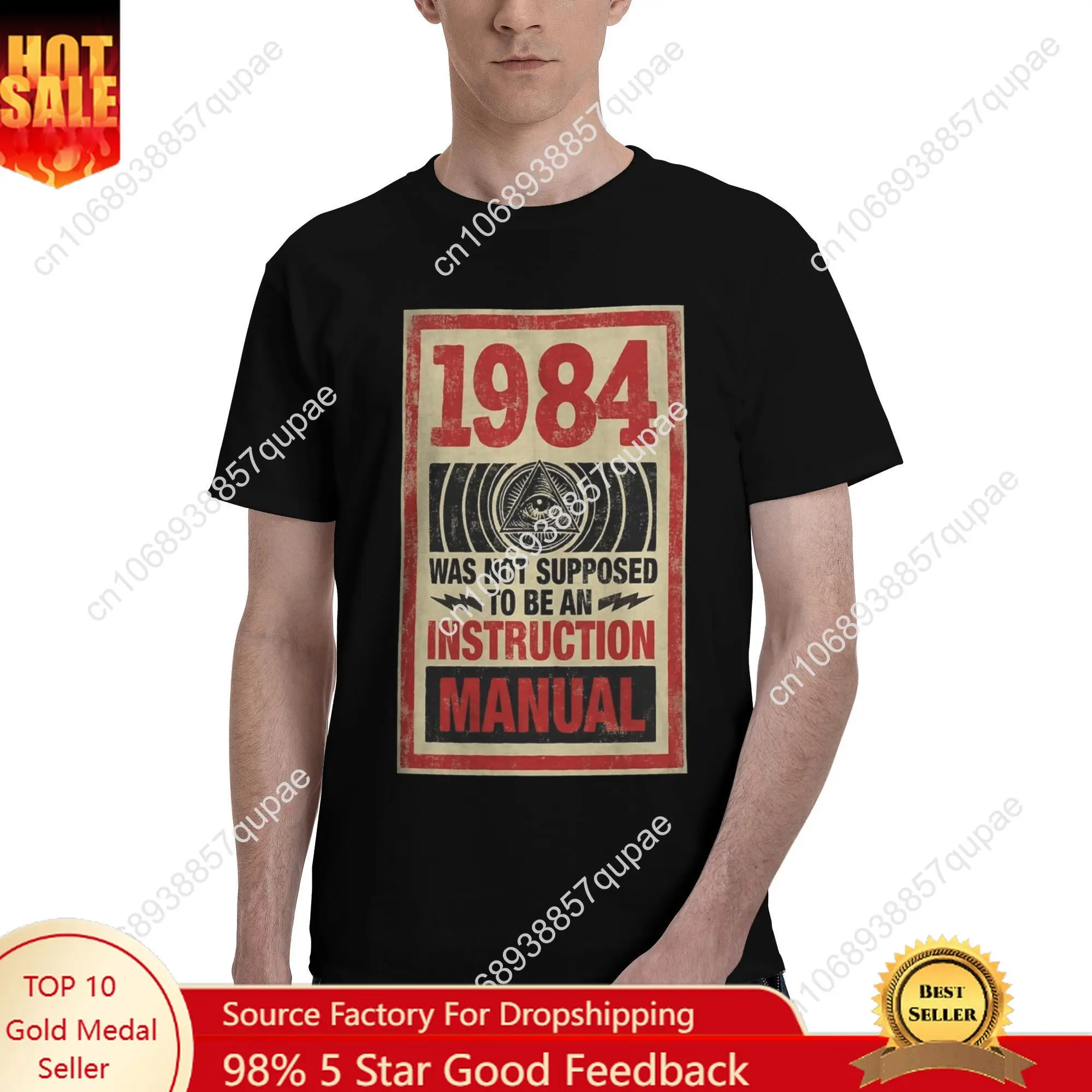 

Streetwear T Shirt 1984 George Orwell Big Brother Printed Pure Cotton T Shirts Trendy Cool Tshirt for Mens Short Sleeve Tees
