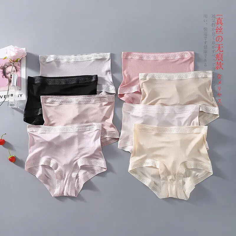 

100% Mulberry Silk Underwear For Women Briefs Thin Cool Lady Mid-waist Panties