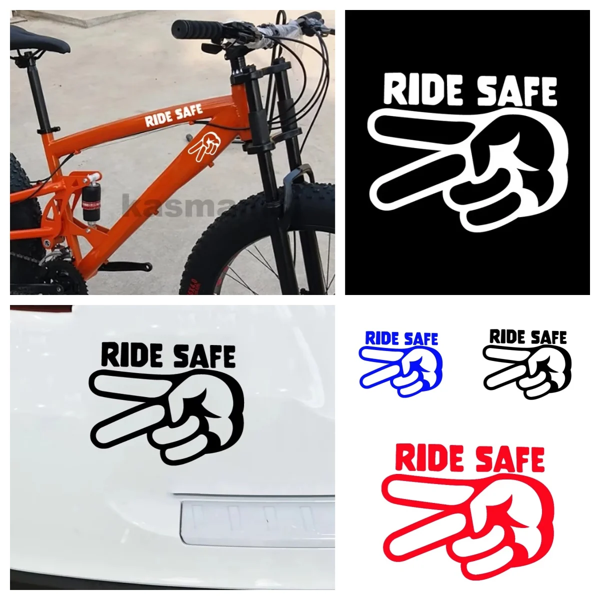 Ride Safe Motorcycle Respect Decals 2 Fingers Down Vinyl Waterproof Removable Stickers For Bikers, Car Window, Helmet Decoration