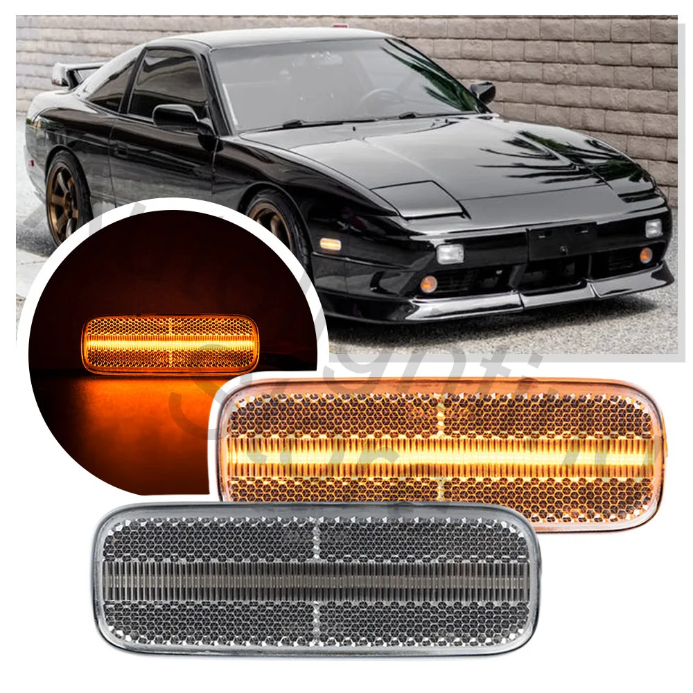 2PCS LED Fender Side Marker Light Kit For Nissan 240SX(S13)1989 1990-1994 Altima1993-1997 Stanza Replace OEM Side marker Lamps 