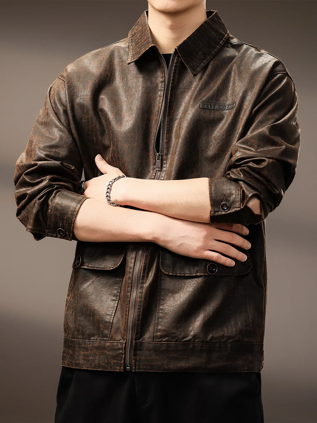 

Высококачественное ретро-американское мотоциклетное кожаное джетовое мужское модное повседневное длинное цветное пальто на молнии све