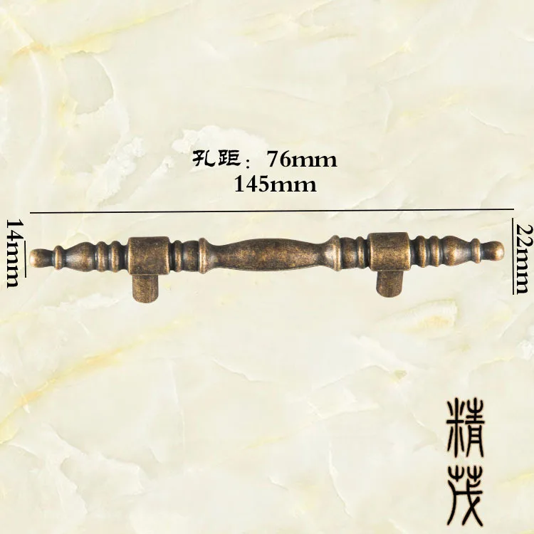 Jingmao-395 antique strip zinc alloy handle, drawer, cabinet, wardrobe, long strip handle hole distance 76mm