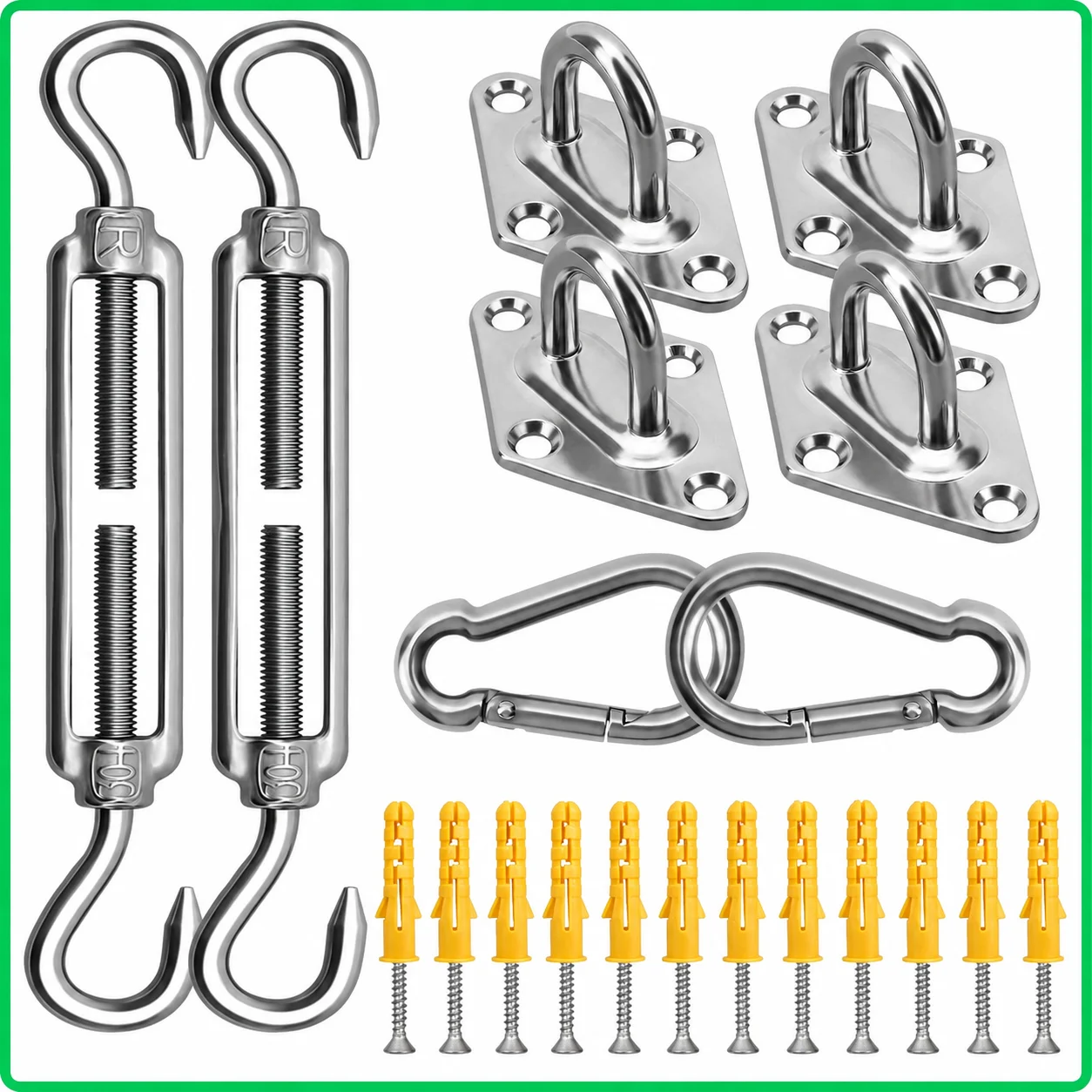 Sun Shade Sail Hardware Kit Canopy Installation Kit for Install Rectangle Triangle Shade Sails Deck Garden Lawn Patio Outdoor