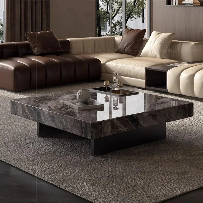 

Fashion Marble Mini Designer Coffee Tables Metal Black Hallway Small Coffee Table Low Patio Mesa De Centro Living Room Furniture