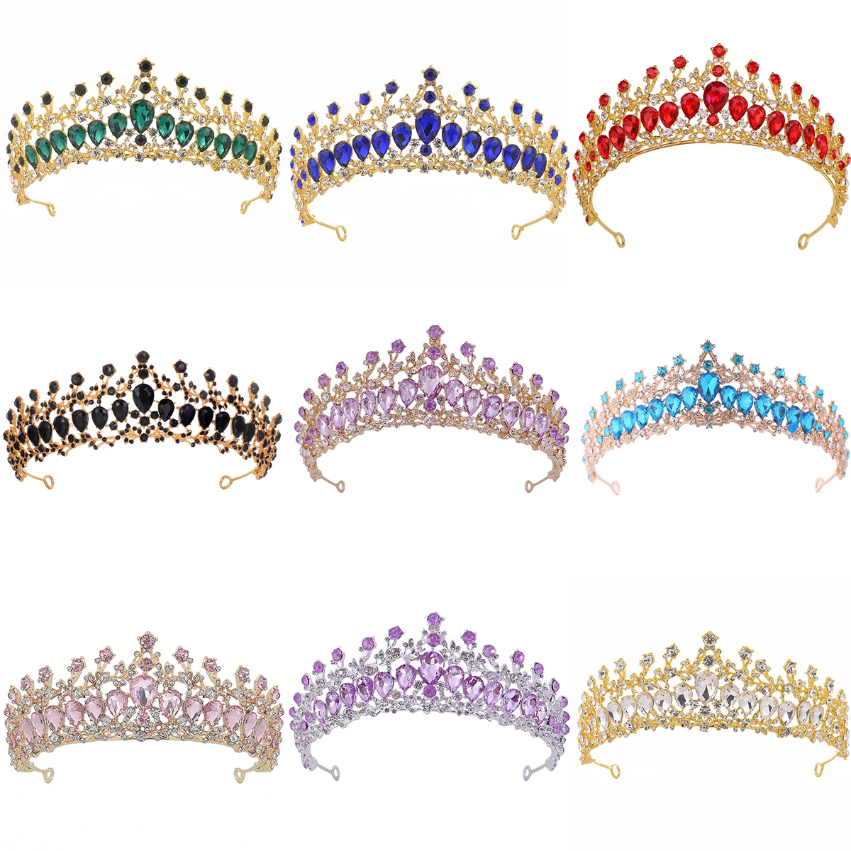 Fashion Gold Silver Color Crystal Rhinestone Tiara And Crowns For Princess Women Diadems Bridal Wedding Hair Accessories