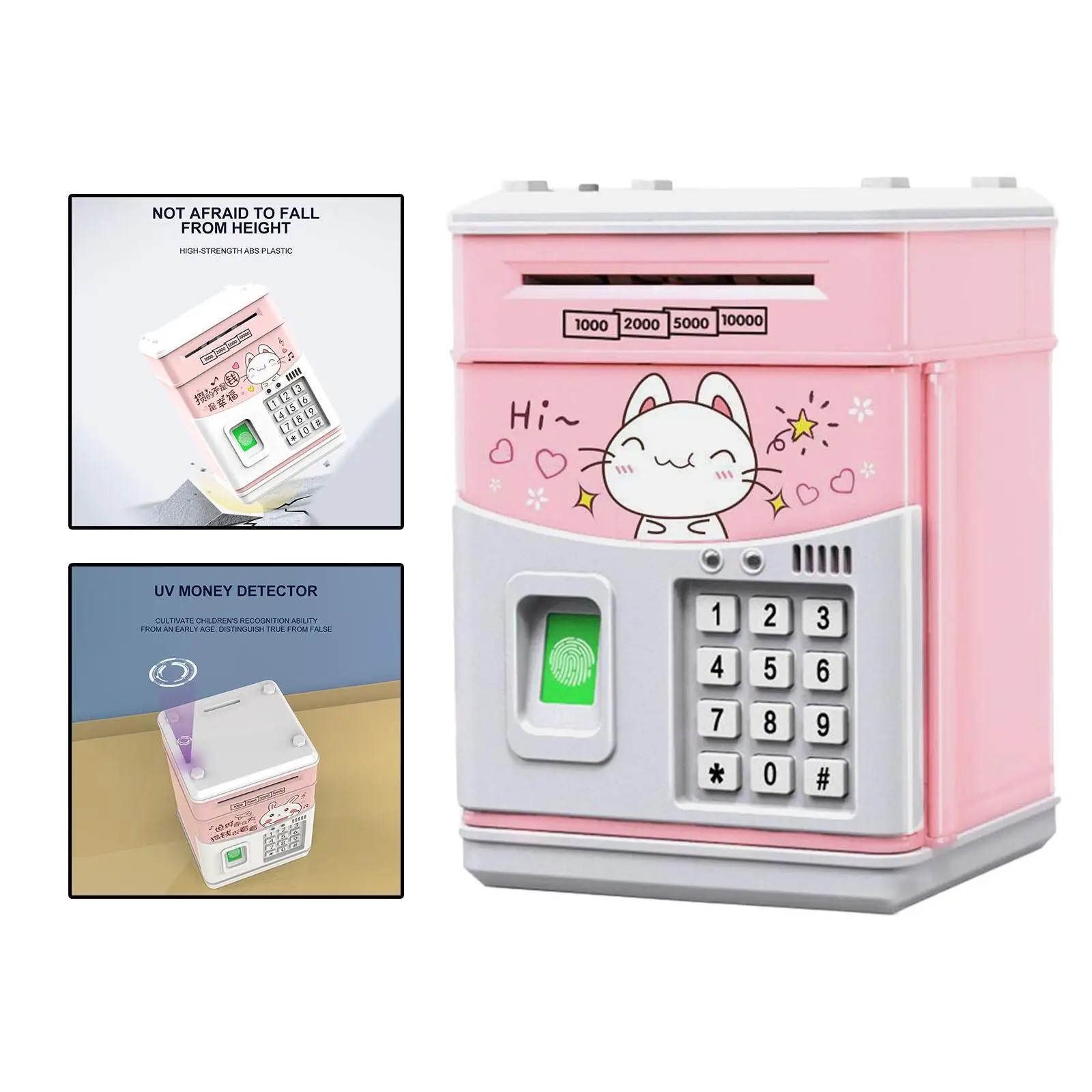 Electronic Piggy Bank ATM Simulated Fingerprint Cash Box Music Automatic Money Roll Atm Password Box MINI ATM Saving Box Gift