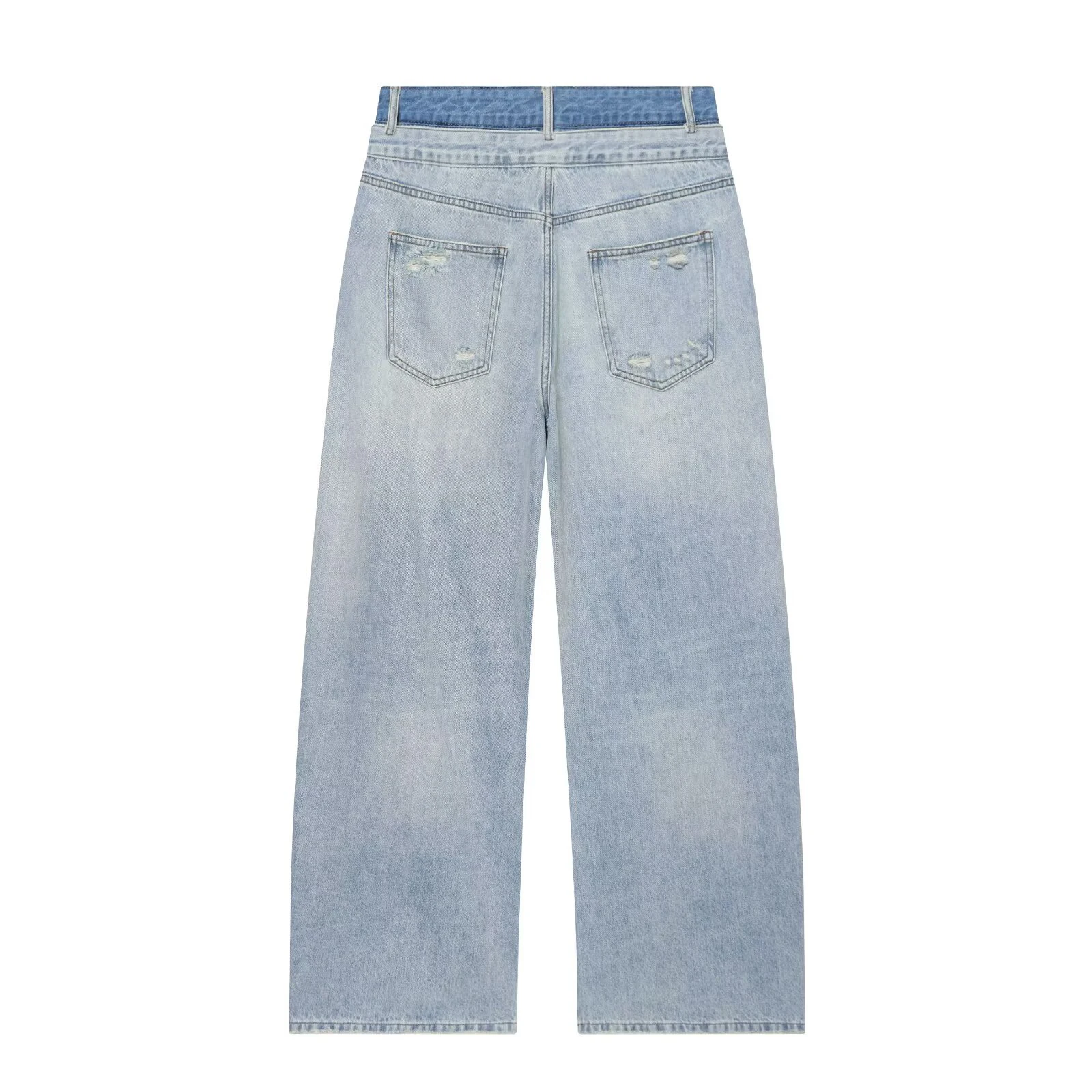 European and American style 2026 summer new product women's double-layer casual mid waist straight leg denim pants