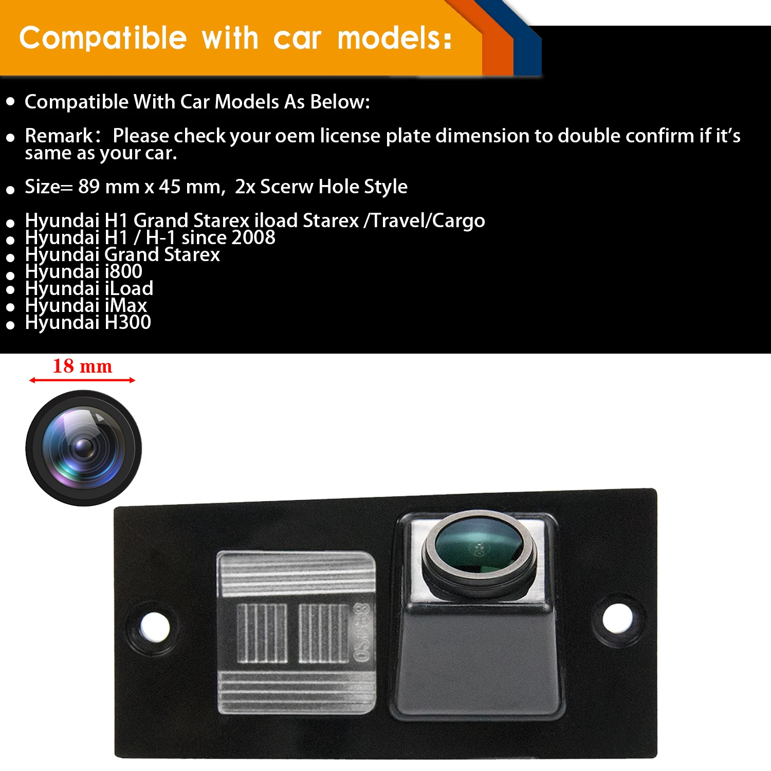 Misayaee HD 1280x720p Rear view Backup Camera for Hyundai H1 H12 H300 H100 Grand Starex iLOAD, Night Vision Waterproof Camera