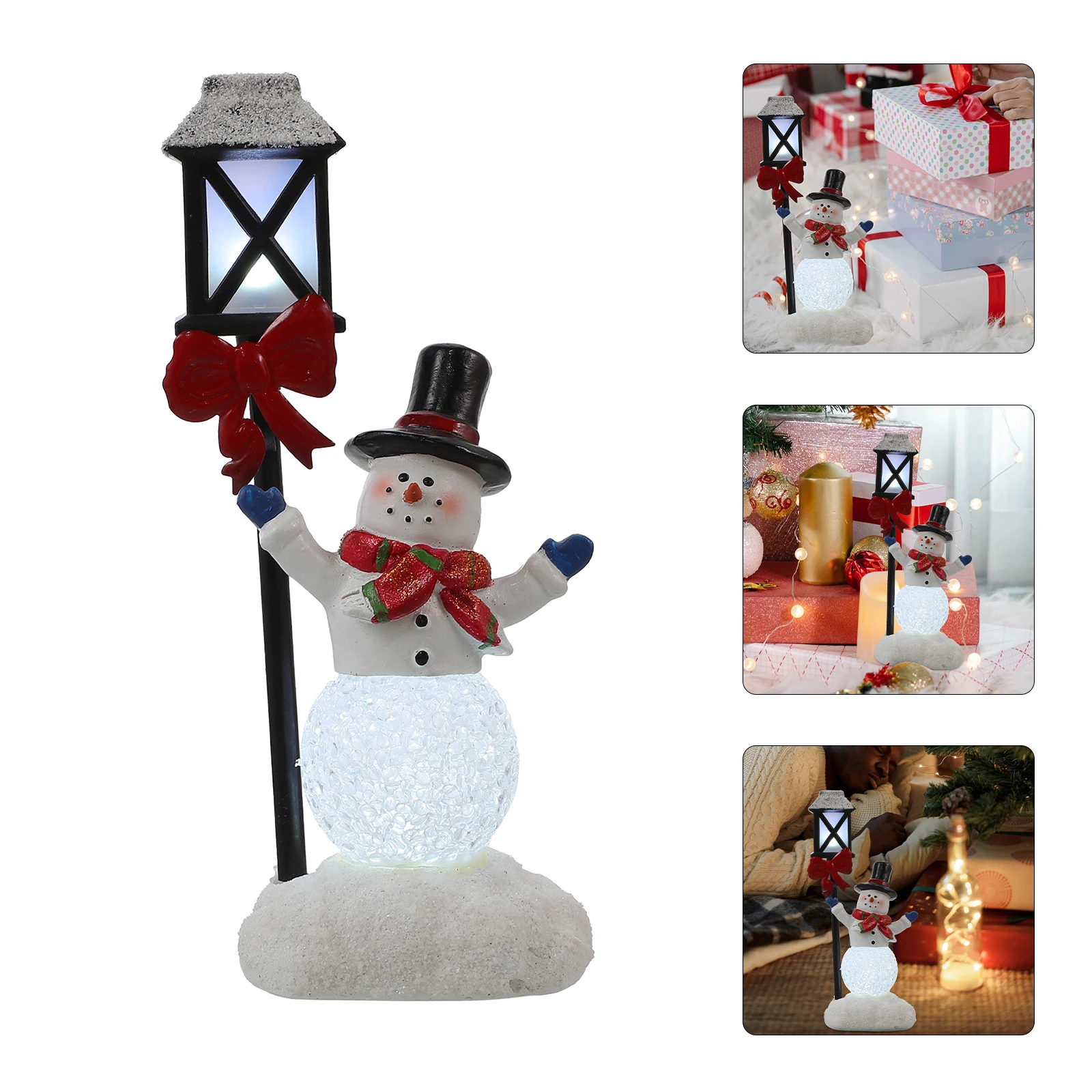 

Snowman Night Light Desktop Adornment Christmas Decoration Household Unique Effect Xmas Festival Resin Scene Layout