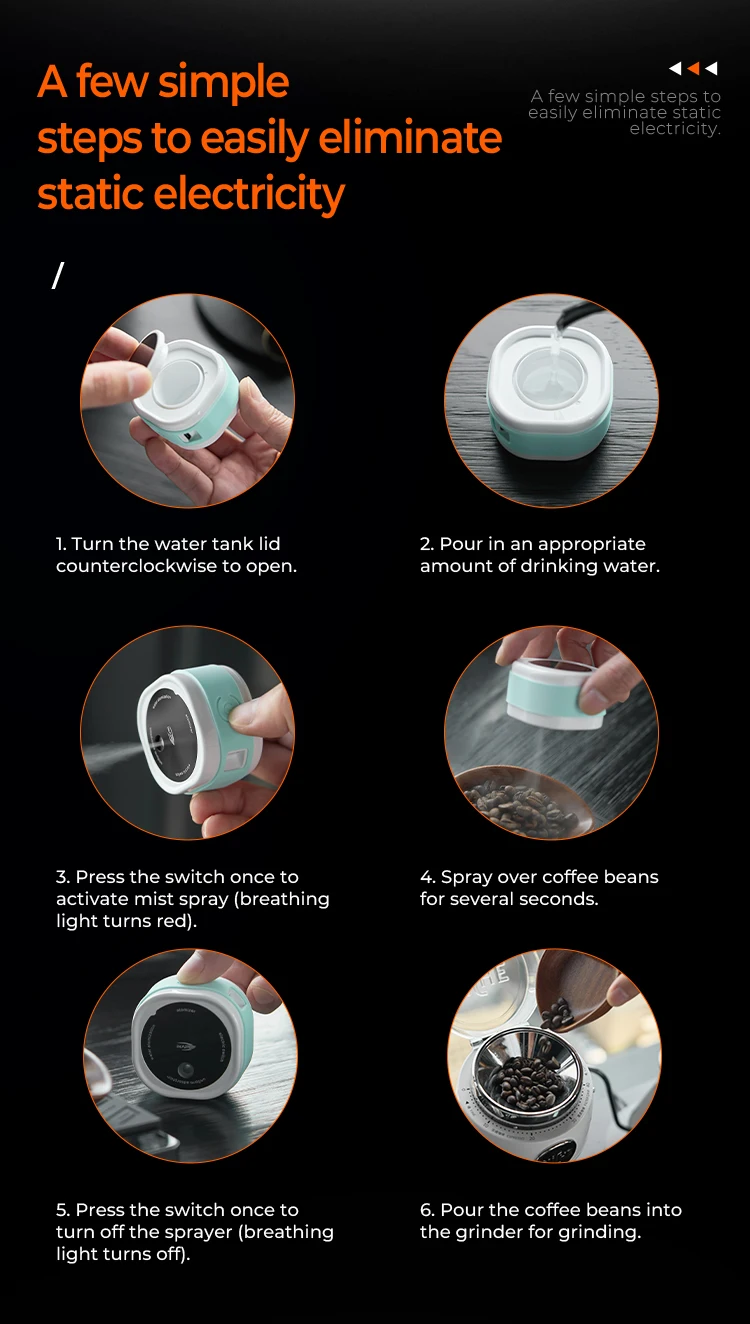 IKAPE Kaffeebohnenzerstäuber, 20 ml antistatische automatische Sprühflasche, Espressomaschinen-Zubehör, Geschenk für Kaffeeliebhaber – Detail 7