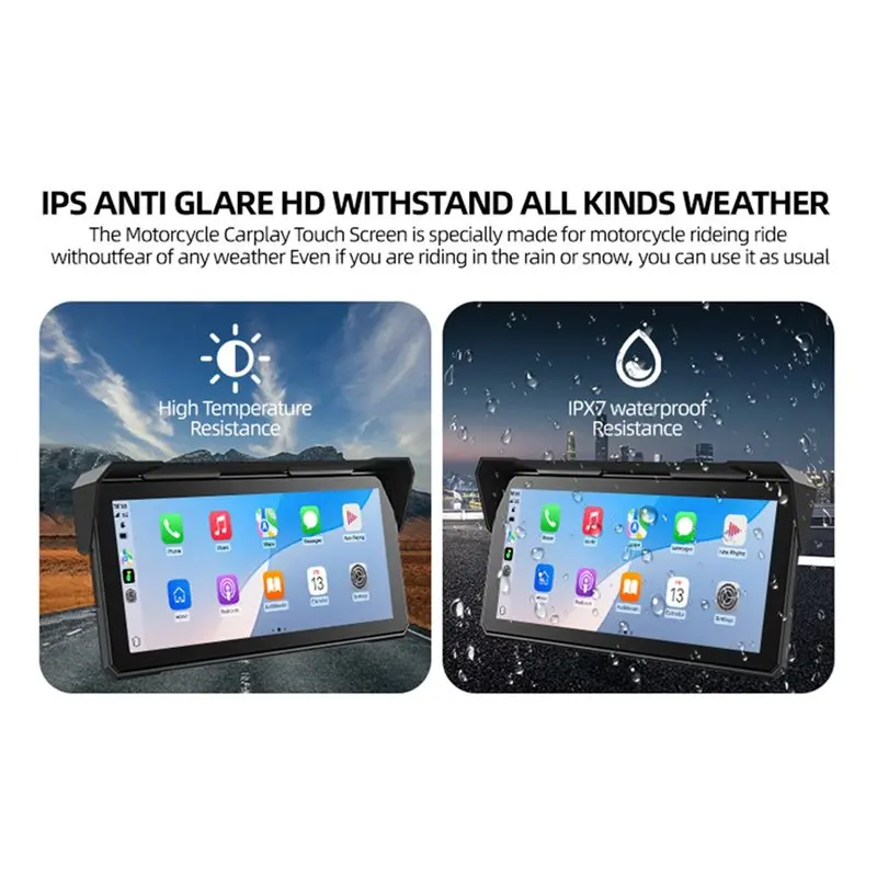 Wireless Carplay Android Auto MP5 Player 8.1Inch Navigation Screen Motorcycle Bluetooth Portable Waterproof Screen