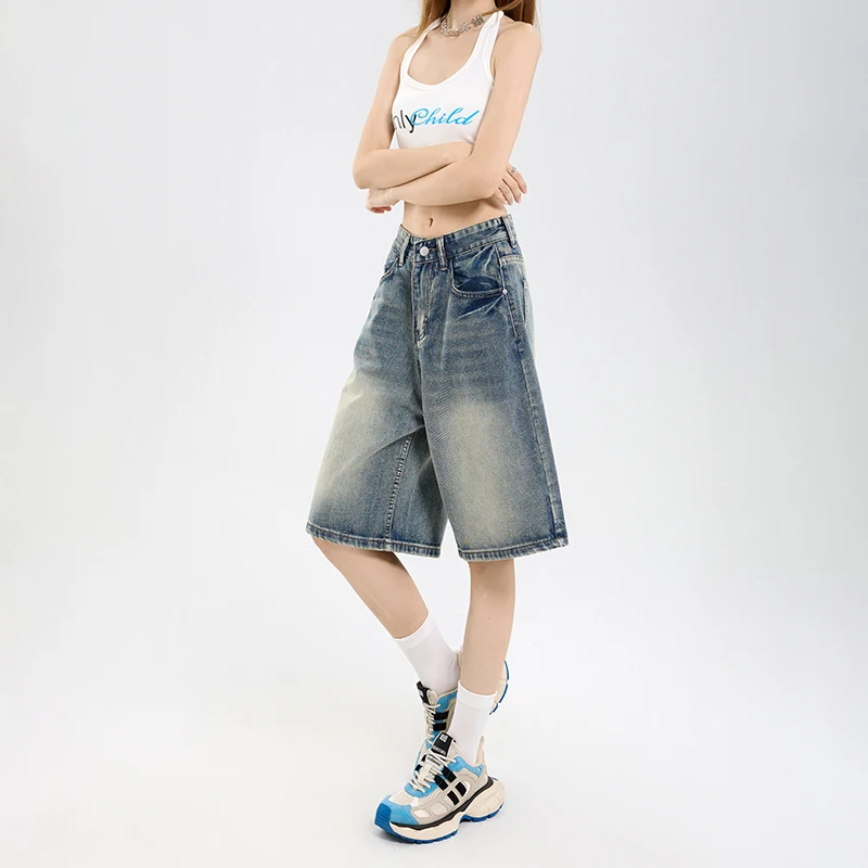 2026 Korean Street Casual Y2K Loose Wide-leg Denim Shorts Five-point Baggy Jean… - Image 6
