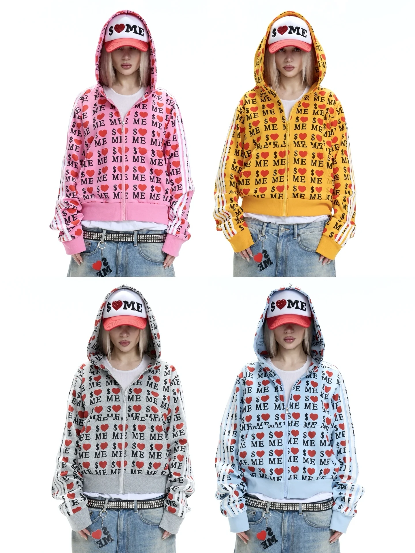 

AryTasbabe Loveme ex Hoodie Jaet Street Sle Long Sve Zipper Closure Regular Fit Cultural Apparel for Autumn