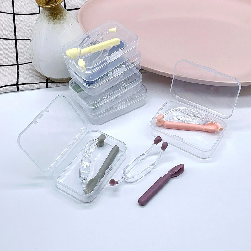 1 Set Eye Care Contact Lenses Inserter Silicone Soft Tweezer Suction Stick Case Set Wearing Tools Lens Accessories 7 Colors Pink