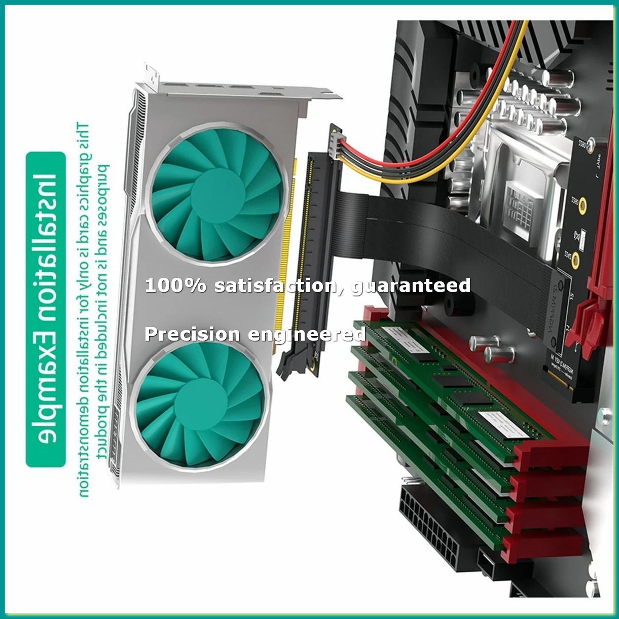 Riser Cable M.2 NVME to PCIE X16 Adapter Graphics Extension Cable 90 Degree PCI Express 3.0 16X to M Key Riser Cable A-A82Z