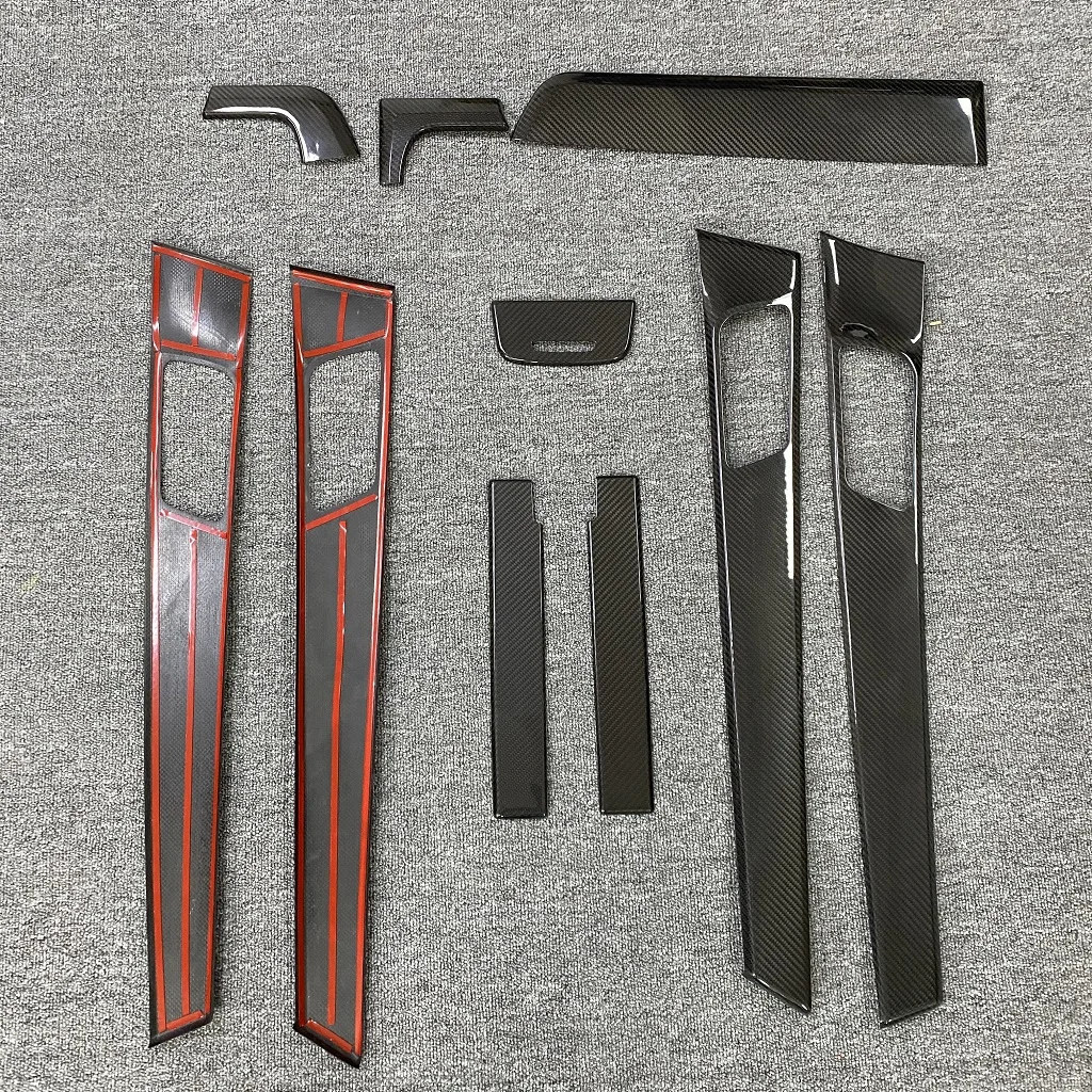 Real Carbon Fiber Car Center Control Panel Gear Cover Door Panel Cover Set For Porsche Panamera 971 2017-2022
