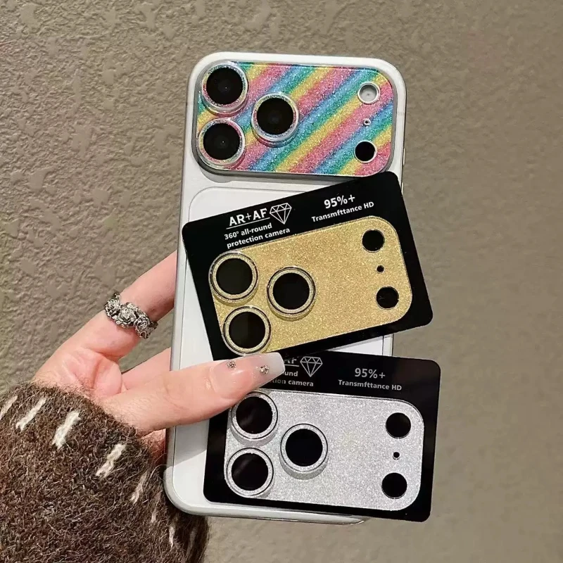 360° All-round Protection Glitter Camera Protector For iPhone 18 17 16 15 14 Pro Max Plus Phone Lens Film Guard Tempered Glass