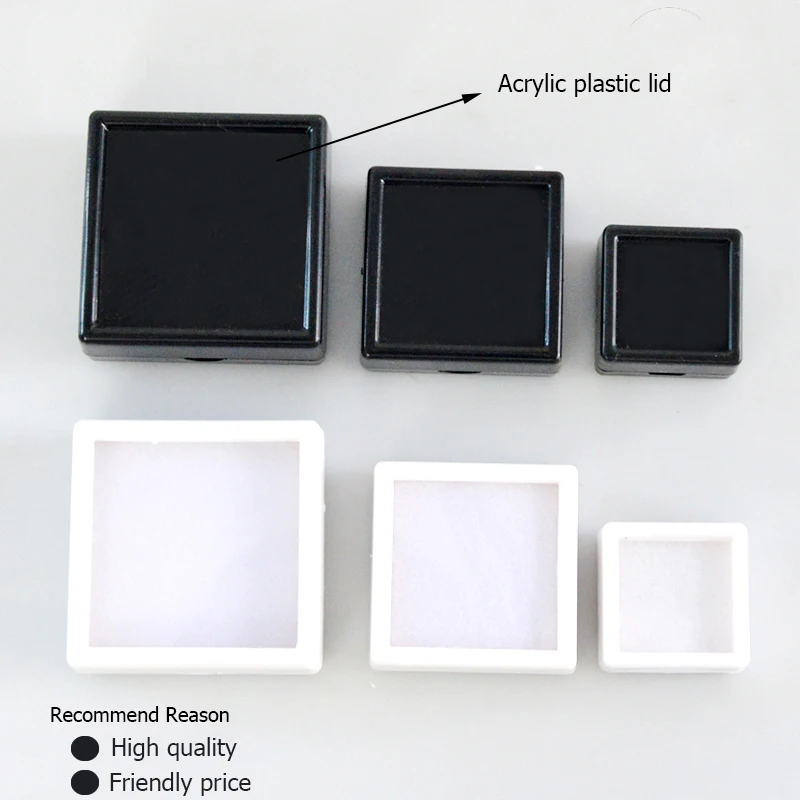 Wholesale Gemstone Storage Display Box Loose Diamond Jewelry Organizer Case Pendant Holder Acrylic Glass Top Gem Jars 100Pcs/Lot