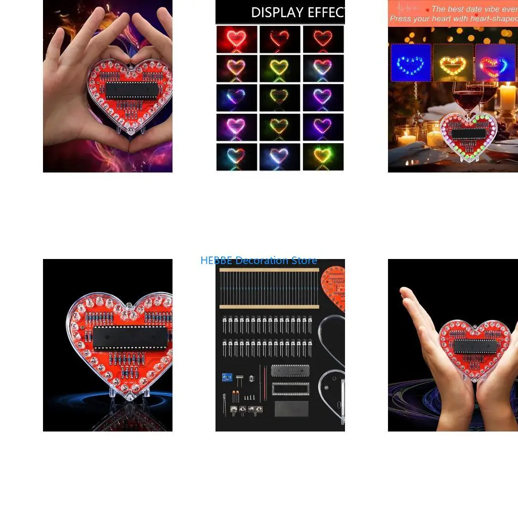 B0KC Heart Shaped RGBs LED Soldering Practice DIY Electronics Project For Students STEM Learning And Holiday Gift