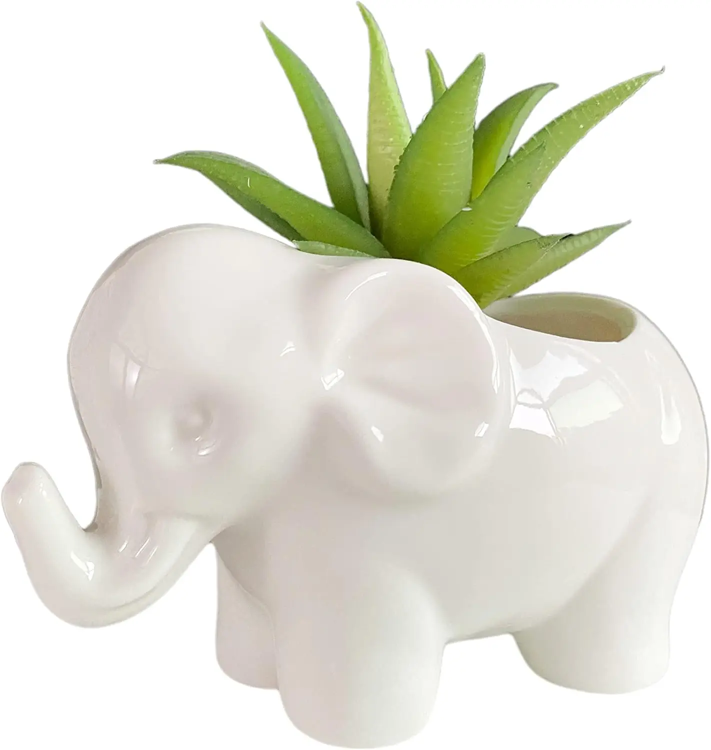 

Милый керамический горшок для суккулентов и кактусов в форме слона, маленький, белый - идеально подходит для домашнего декора