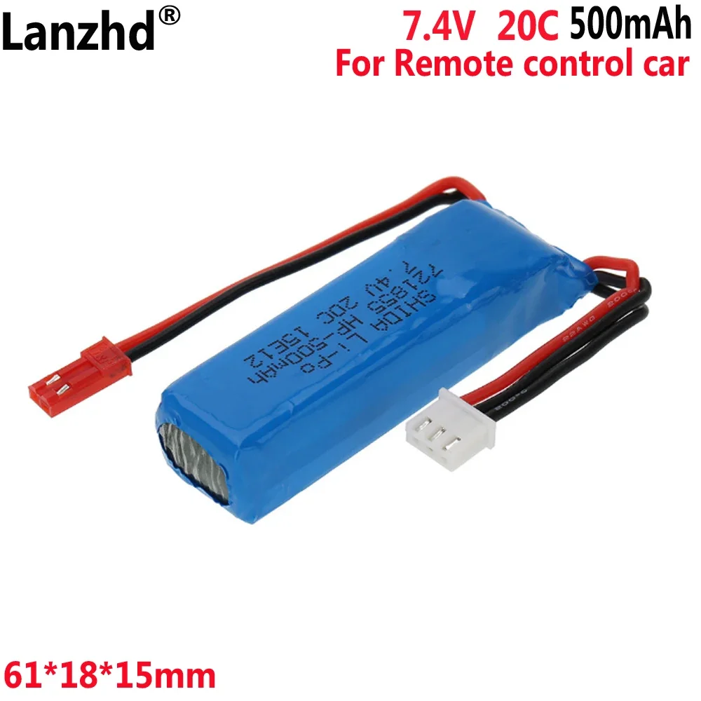 7.4V 500mAh Lipo Battery 20C for WLtoys A202 A212 A222 A232 A242 A252 4WD Remote control high speed toy cars 721855HP