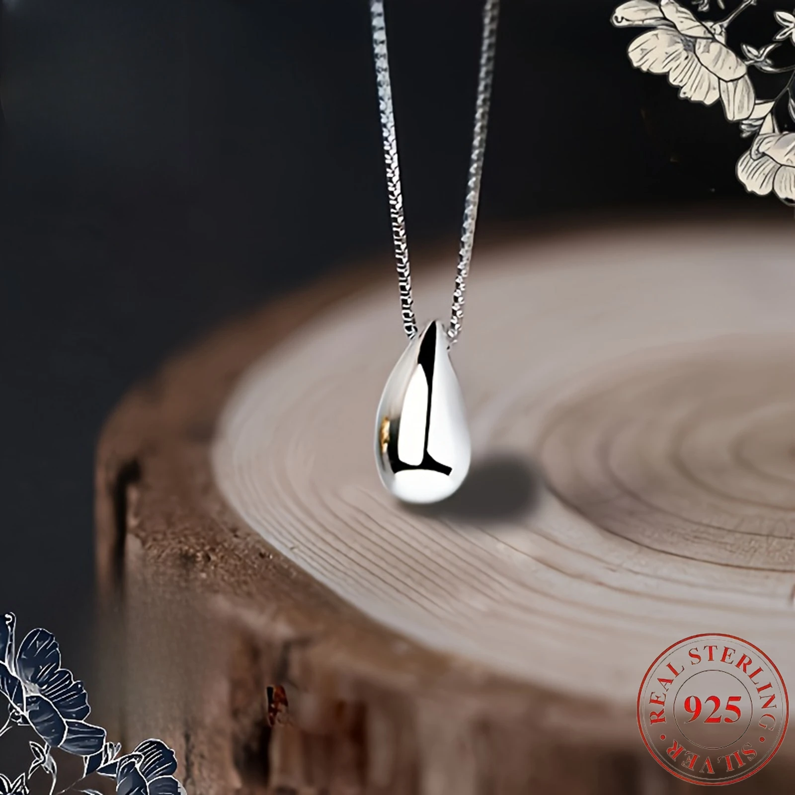 

925 sterling silver teardrop women's necklace, suitable for daily wear and party occasions, an ideal gift choice for Christmas and Valentine's Day