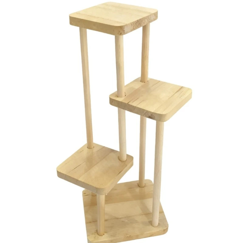 رف عرض نباتات خشبية متدرجة 1/12 ملحقات بيت الدمية أثاث قابل للجمع لتزيين عرض مشهد المشروع 15UB