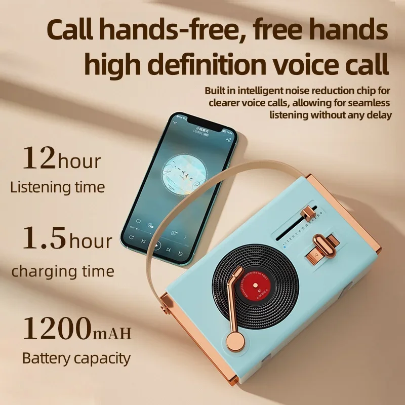 Wireless Bluetooth Caixa De Som Retro Creative Mini Portable Vinyl Record Player Desktop Noise Cancelling Speakers Plug-in Drive