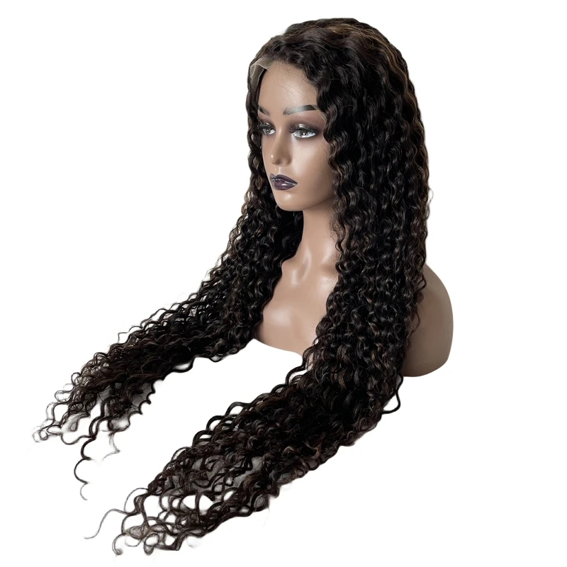 Peruca de cabelo humano virgem brasileira para mulheres negras, peruca frontal de renda suíça HD, cor #2 destaque, densidade de 180%, 13x4, #6, 30 em