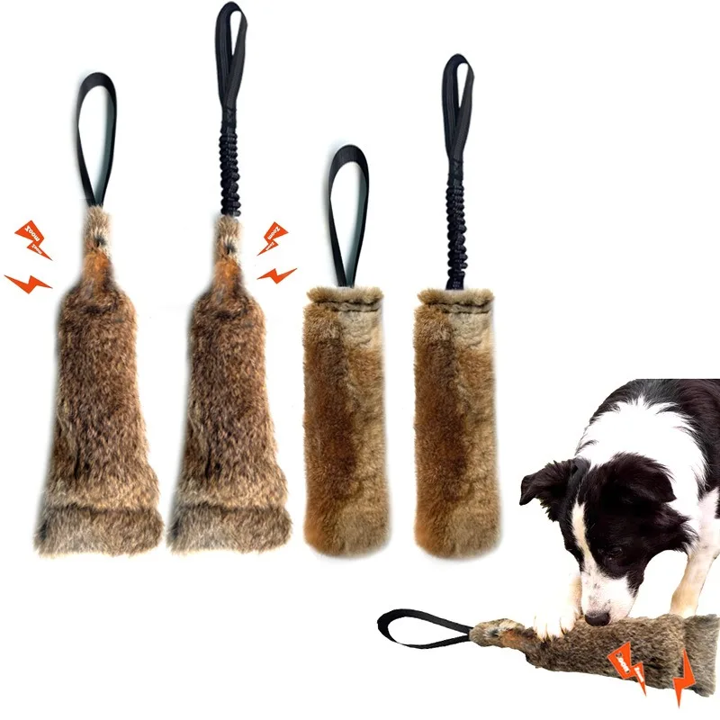 JUSTINLAU Kaninchenfell-Quietschspielzeug für Hunde, Beißspielzeug für Interaktives Outdoor-Spiel, Plüsch-Soundspielzeug für Mittelgroße & Große Hunde – Detail 1