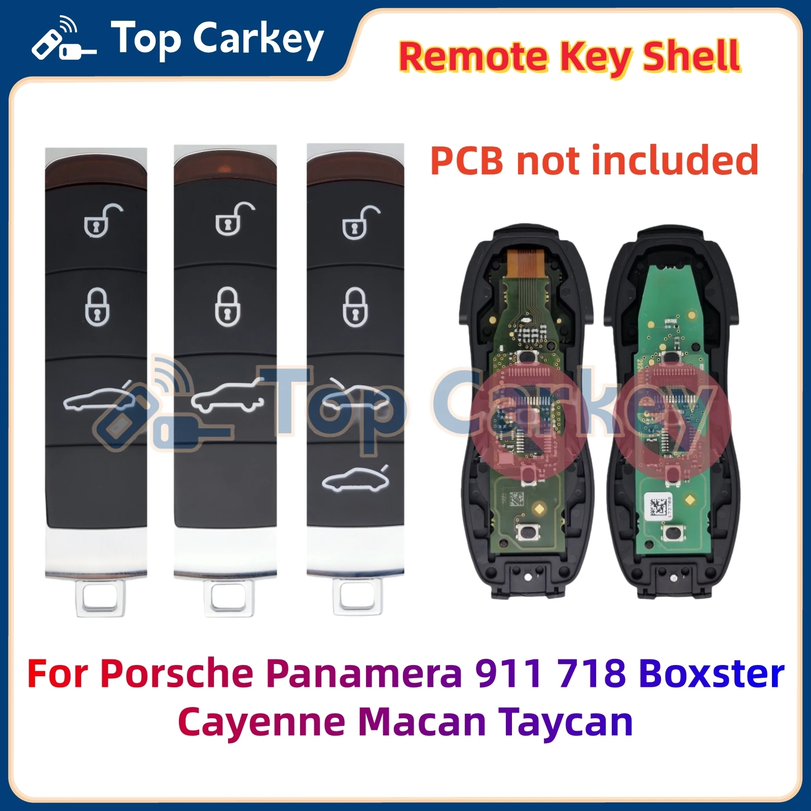 

TopCarkey Replacement Remote Key Shell Case 3-4 Buttons for POR Panamera 911 718 Boxster Cayenne Macan Taycan