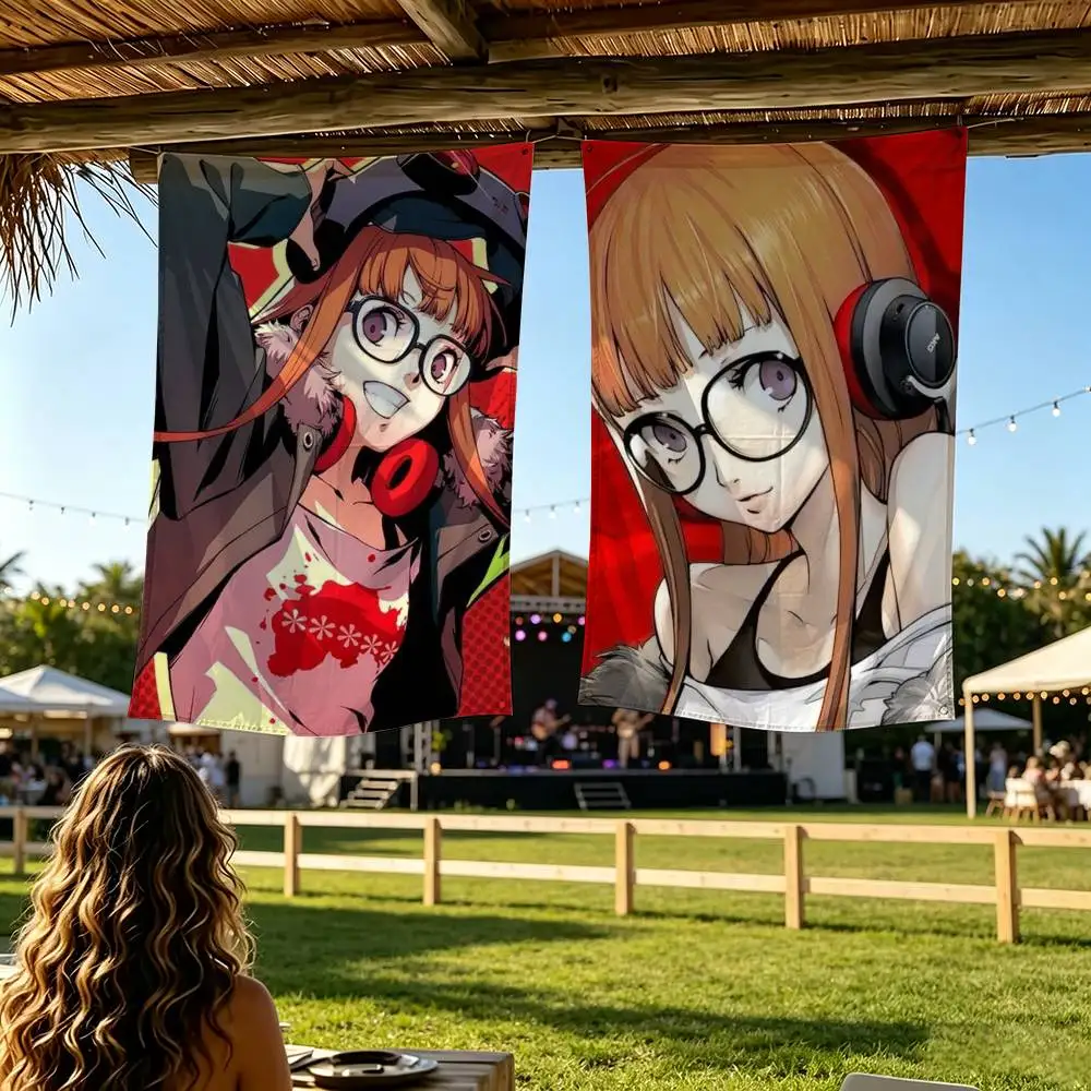 Persona 5 P5 Futaba Sakura Joker Flag Digital Printing Banner for Garage Wall Out Door Decoration
