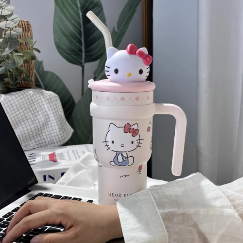 

Genuine Sanrio Hello Kitty Cartoon Themed Large Capacity Insulated Cup High Appearance Sanrio Giant Ice Cup With Straw For Girls