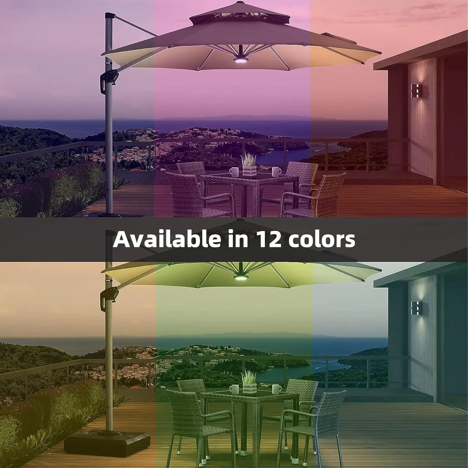 Luz de sombrilla de Patio con Control remoto, 12 colores de brillo para sombrillas de Patio, tiendas de campaña o uso al aire libre