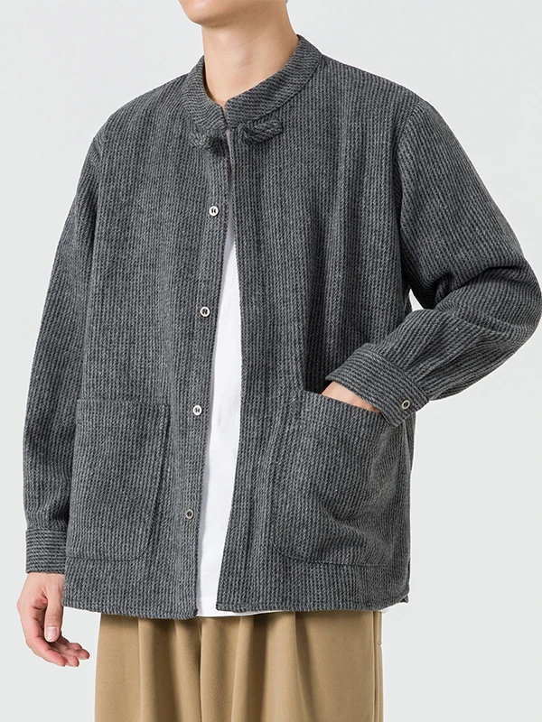 

New Chinese Sle Men's Jaet Stand Collar Spring Autumn Youth Faion Traditional Tang Costume irt Long Sve Loose Fit