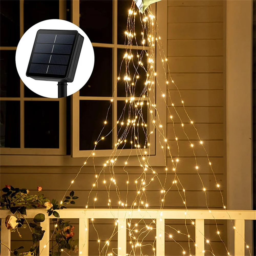 

Solar Powered 100/200 Leds Copper String Light Waterproof Outdoor Holiday Decoration Home Garden Patio Fence for Christmas