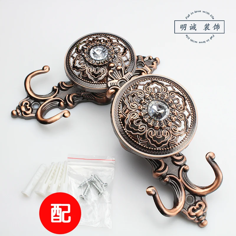 wall hooks, zinc alloy simple European style hanging ball straps, metal curtain hooks, fixed wall hooks, one pair set