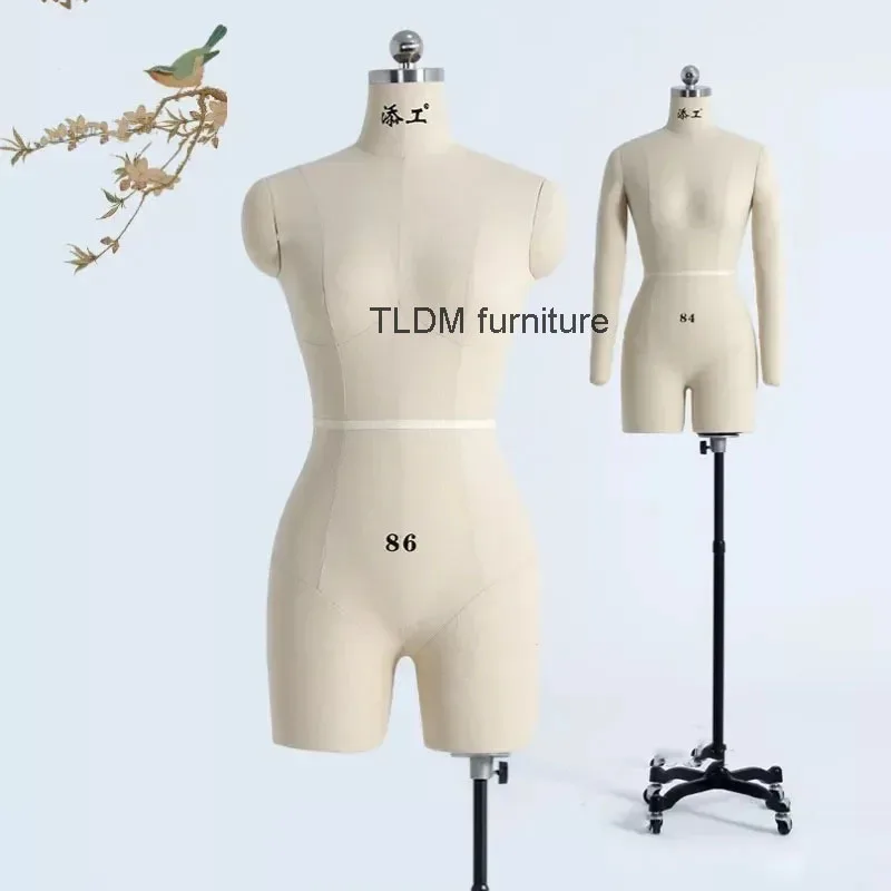 Bust Dressmaker Mannequins Dress Display Stand Pinned Sewing Linen Cover Body Mannequin with Legs for Women's Clothing Design GM