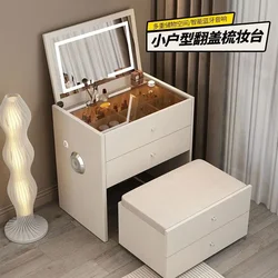 Dressing Table Solid Wood Flap Bedroom Light Luxury Small Unit Simple Modern Bedside Makeup Table Integrated Storage Cream Style