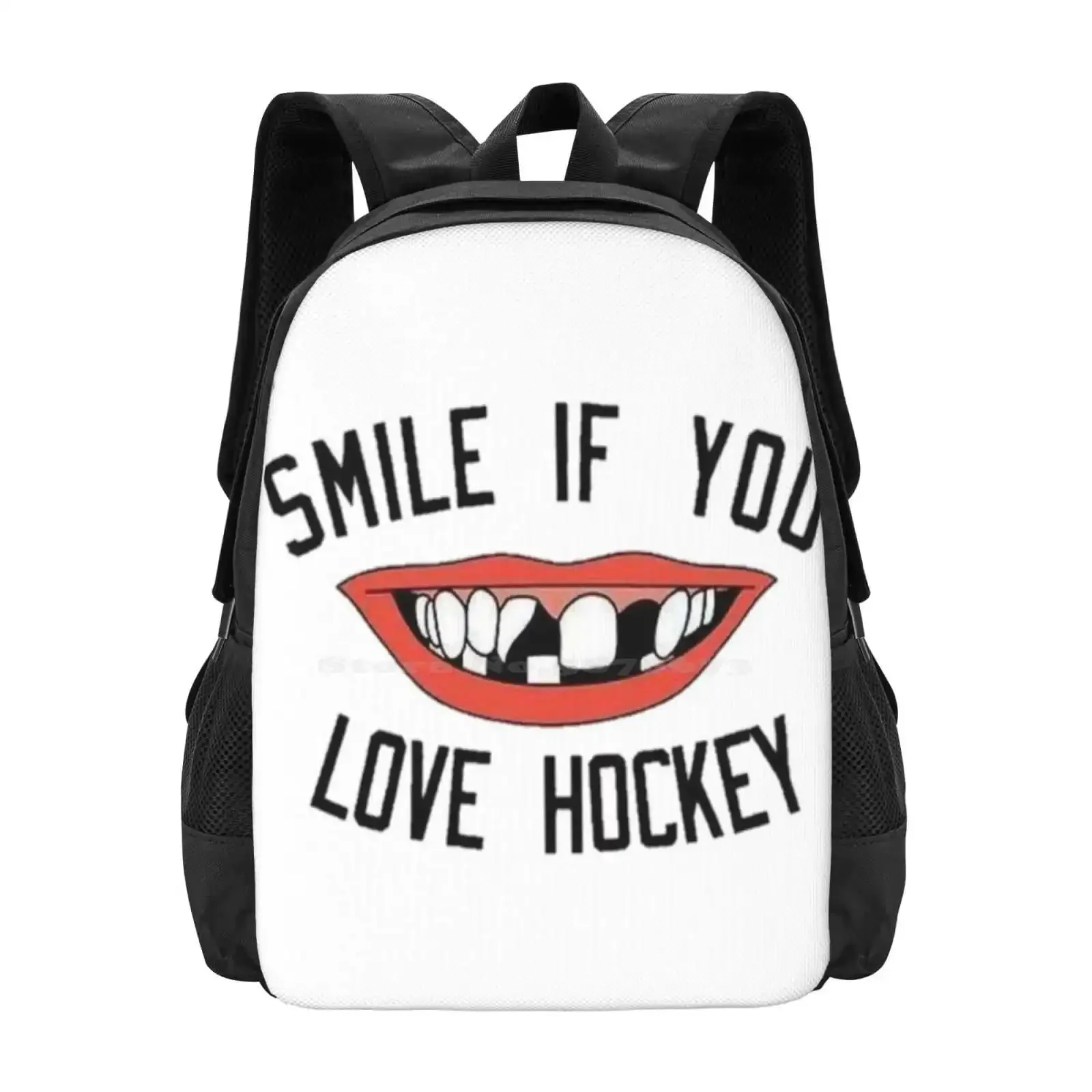 

Smile If You Love Hockey Hot Sale Schoolbag Backpack Fashion Bags Smile If You Love Hockey Sports Inscriptions Phrases