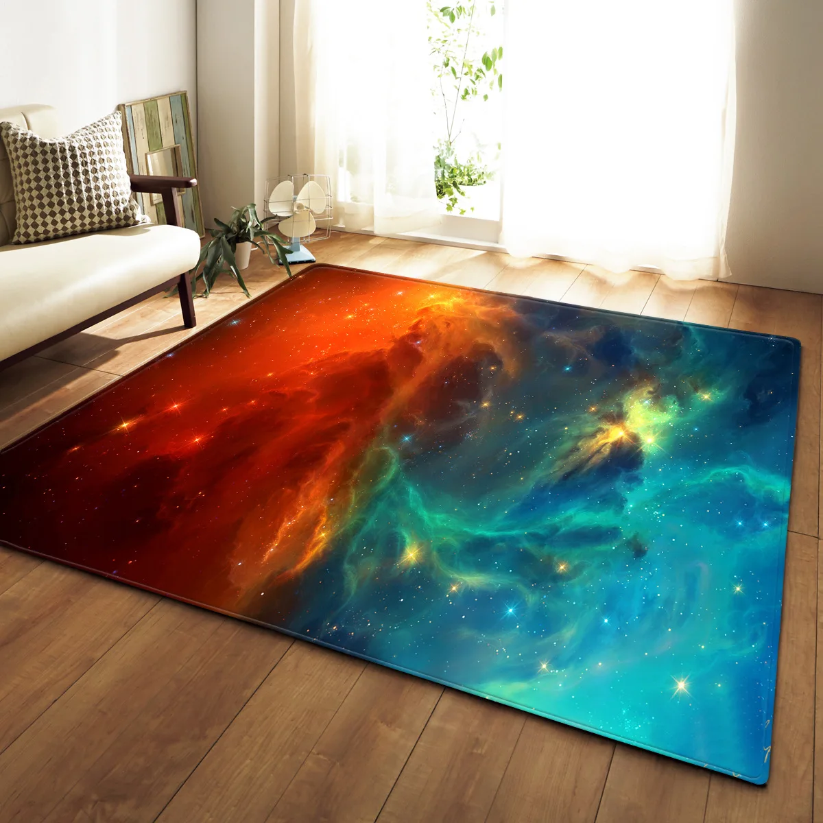 

Universe Galaxy Living Rom Area Rug 3D Cosmic Nebula Carpet Rug for Children Bedroom Sofa Doormat Home Decor Non-slip Floor Mat