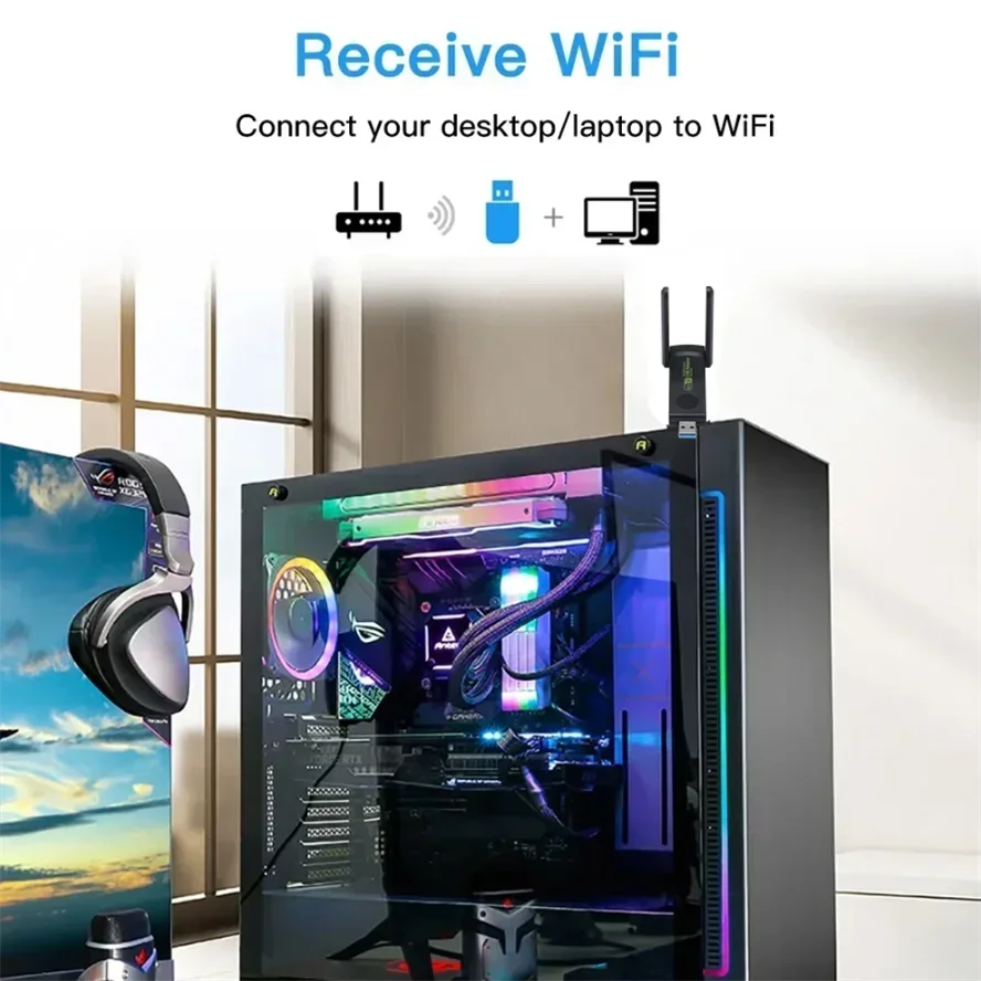 

1300Mbps WiFi USB Adapter Dual Band 2.4G 5Ghz Wi-Fi Dongle 802.11AC Powerful Antenna Wireless Receiver For PC Laptop Driver Free